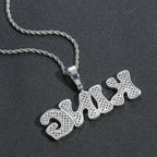 Hip-Hop Micro-Pave Zircon Bone-Style Interlocking Letter Pendant