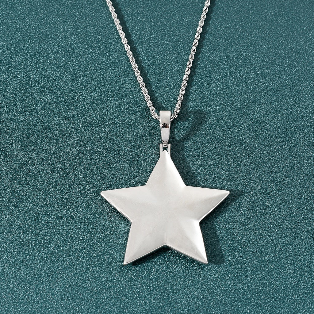 Hip-Hop Star-Shaped Photo Frame Pendant — Personalized DIY Hip-Hop Style Creative Photo Jewelry