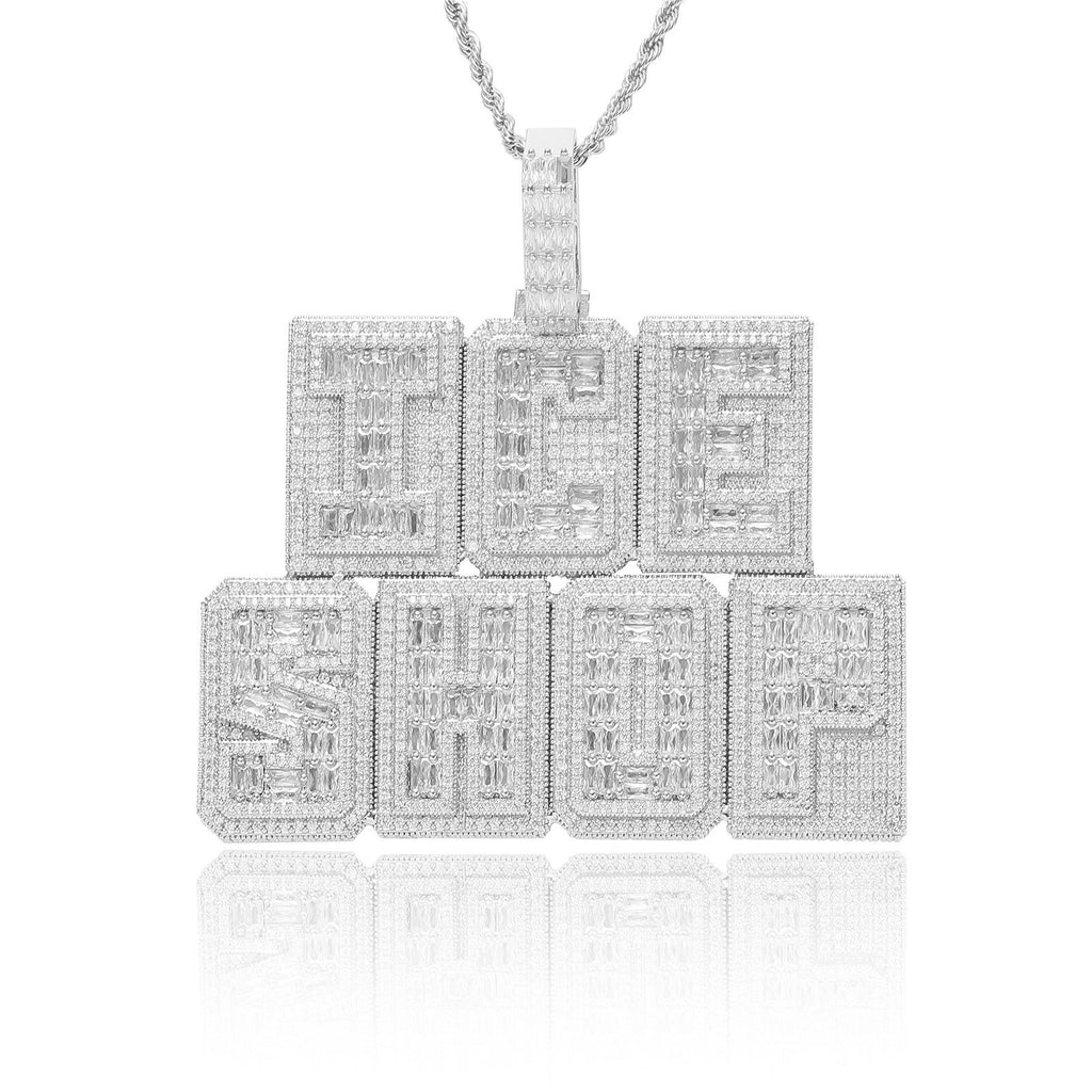 "Ha" Square Font — Double-Layer T-Square Zircon Mosaic Letter Pendant: Personalized, Creative, and Custom-Made