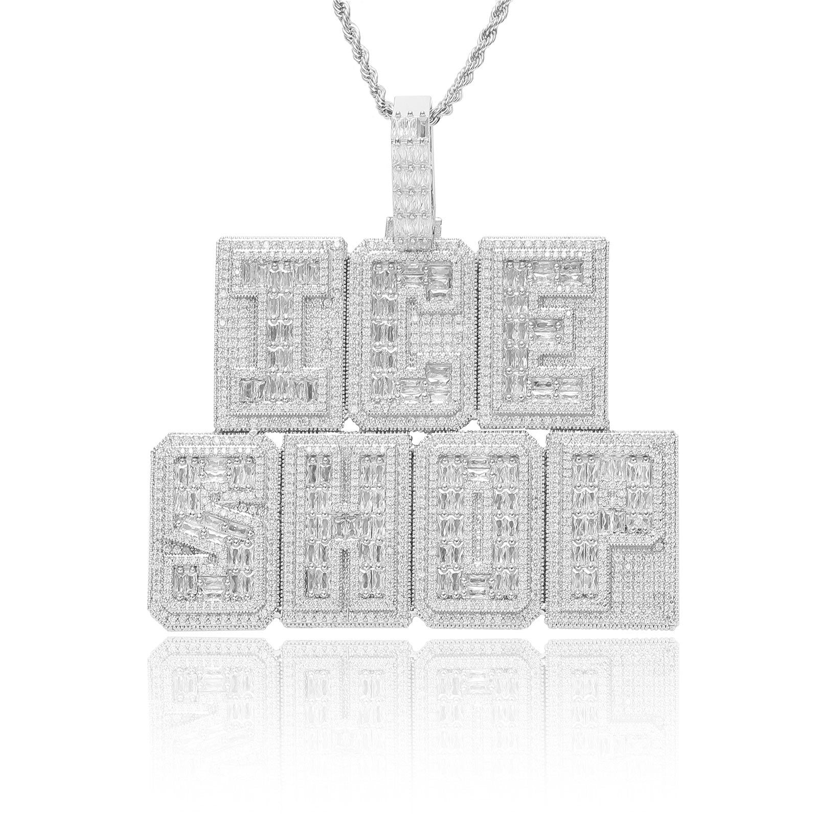 "Ha" Square Font — Double-Layer T-Square Zircon Mosaic Letter Pendant: Personalized, Creative, and Custom-Made