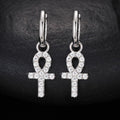 S925 Sterling Silver D-Color Moissanite Stud Earrings – Minimalist Key & Cross Design; Versatile and Elegant.