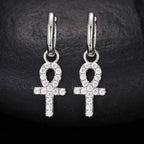 S925 Sterling Silver D-Color Moissanite Stud Earrings – Minimalist Key & Cross Design; Versatile and Elegant.