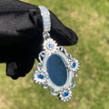 Moissanite Classical Flower Custom Photo Oval Pendant