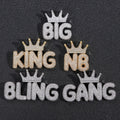 Crown-Letter Hip-Hop Pendant — Micro-Pavé Zirconia, Trendy & Personalized, Creative Modular Design for Free Combination