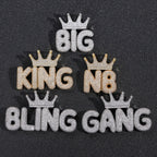 Crown-Letter Hip-Hop Pendant — Micro-Pavé Zirconia, Trendy & Personalized, Creative Modular Design for Free Combination