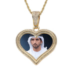 Hip-Hop Style DIY Heart-Shaped Photo Pendant for Couples — Micro-Pave Zircon Picture Frame Necklace