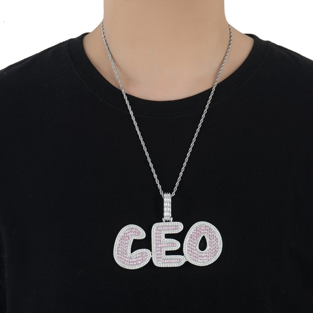 Hip-Hop Bold-Font Cubic Zirconia Custom Pendant — Letters & Numbers (Colorful) — DIY