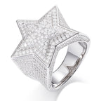 S925 Sterling Silver Moissanite Star Ring – Trendy Hip-Hop Style