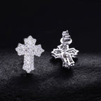 S925 Sterling Silver Moissanite Cross Stud Earrings – Minimalist, Trendy, and Stylish Hip-Hop Accessories