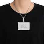 Hip-Hop Style Large Rectangular Dog Tag — Custom Letter Pendant with Zircon Inlay & Personalized Interlocking Letters