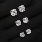 S925 Sterling Silver Square Moissanite Stud Earrings (0.5ct, 1ct, 2ct Options)