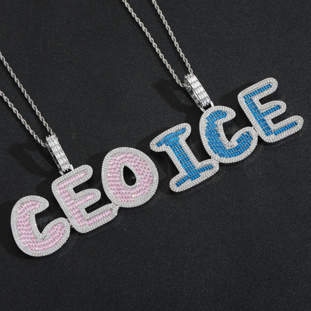 Hip-Hop Bold-Font Cubic Zirconia Custom Pendant — Letters & Numbers (Colorful) — DIY