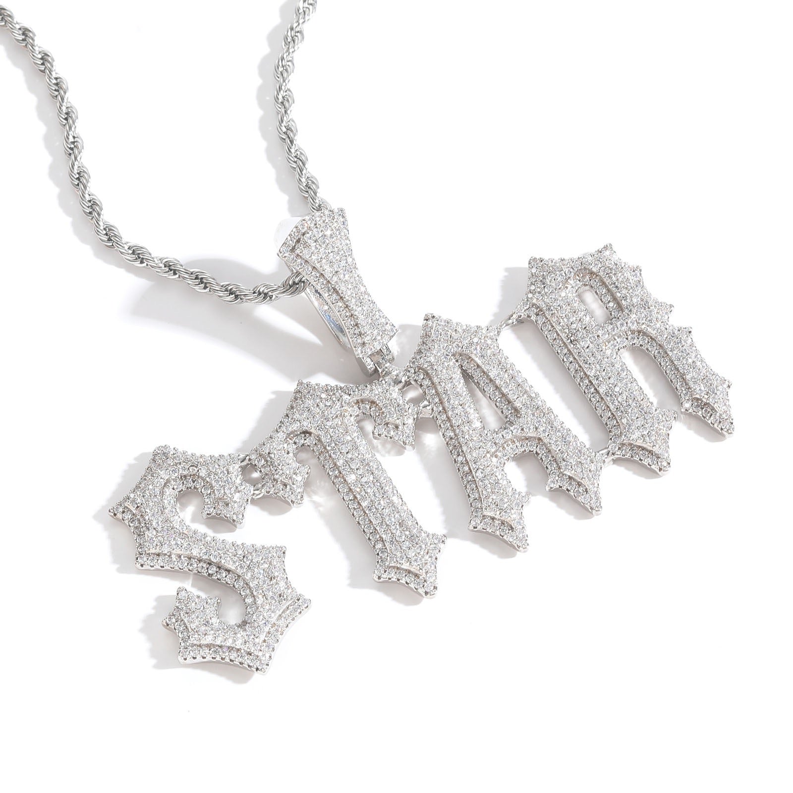 Hip-Hop "Glitch" Letter Pendant Necklace — Custom Personalized Lettering & DIY Modular Combination Pendant