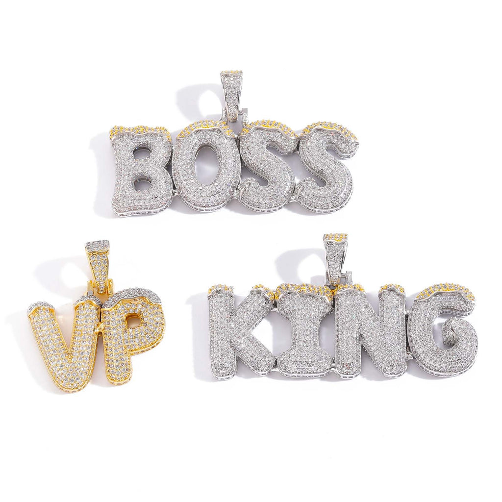 Hip-Hop Custom Spliced Christmas Letter Pendant — Two-Tone Zircon DIY English Initials — Personalized Customization
