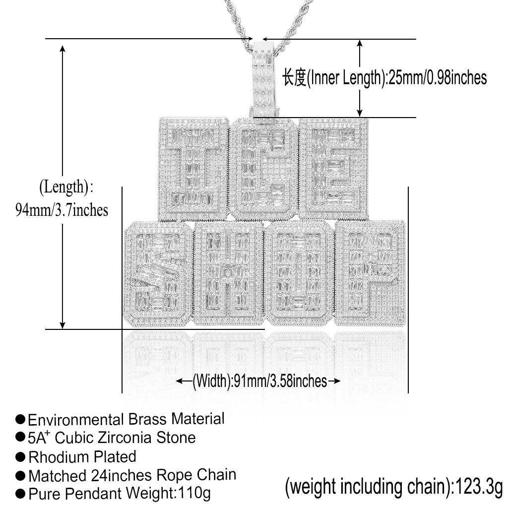 "Ha" Square Font — Double-Layer T-Square Zircon Mosaic Letter Pendant: Personalized, Creative, and Custom-Made