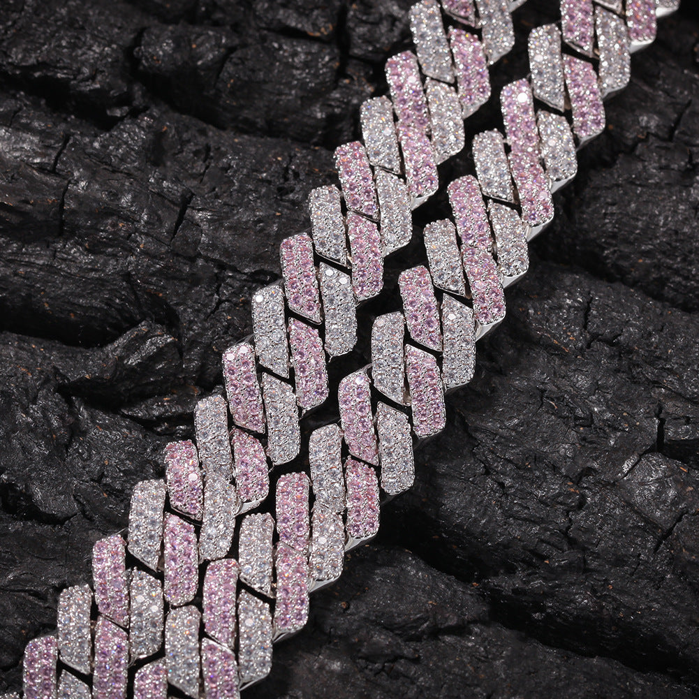 13mm Two-Tone Gemstone Cuban Chain