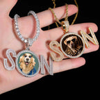 Iced Custom SN Baguette Cut Heart Photo Moissanite Pendant