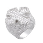 S925 Sterling Silver Moissanite Men's Hip-Hop Ring – Cross Design with Baguette Stones; A Versatile, Trendy Ring