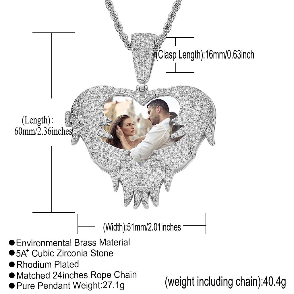 Hip-Hop Heart Flip-Open Photo Pendant — Personalized DIY Keepsake Locket (Copper with Zircon Inlay)