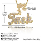 Hip-Hop DIY-Style Custom Pendant: Double-Layered Zirconia Design Featuring Interlocking Uppercase and Lowercase Letters with "Barbie" Clasp