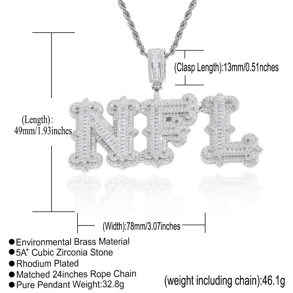 Hip-Hop Fully Iced-Out "Rock Candy" Letter Pendant — Cloud-Patterned, Spiked, and Modular DIY Combination
