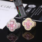 S925 Sterling Silver Moissanite Trendy Flower-Shaped Ring – Ultra-Sparkly Hip-Hop Style