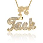 Hip-Hop DIY-Style Custom Pendant: Double-Layered Zirconia Design Featuring Interlocking Uppercase and Lowercase Letters with "Barbie" Clasp