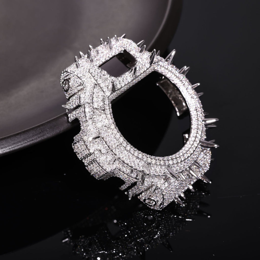 Hip-hop style accessory for DW5600BBR watches: a trendy, personalized case featuring a spiked design, fully paved with moissanite stones set in copper.