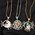 Chilled Custom Alphabet Picture Round Necklace Moissanite Pendant