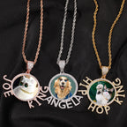 Chilled Custom Alphabet Picture Round Necklace Moissanite Pendant