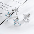 Sterling Silver Floral Cross Bullet Back Earring¡¾A pair of earrings¡¿