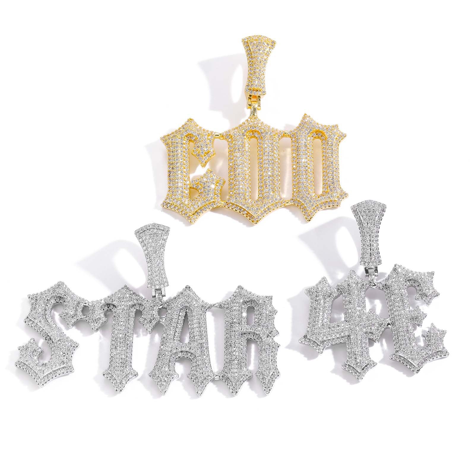 Hip-Hop "Glitch" Letter Pendant Necklace — Custom Personalized Lettering & DIY Modular Combination Pendant