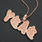 Hip-Hop Style Spliced Cursive Letter Pendant with Square Zircon — Creative DIY