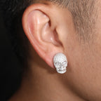 S925 Silver Skull Stud Earrings with D-Color Moissanite – Stylish &amp; Edgy
