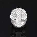 S925 Sterling Silver Moissanite Men's Hip-Hop Ring – Cross Design with Baguette Stones; A Versatile, Trendy Ring