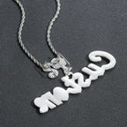 Hip-Hop DIY-Style Custom Pendant: Double-Layered Zirconia Design Featuring Interlocking Uppercase and Lowercase Letters with "Barbie" Clasp