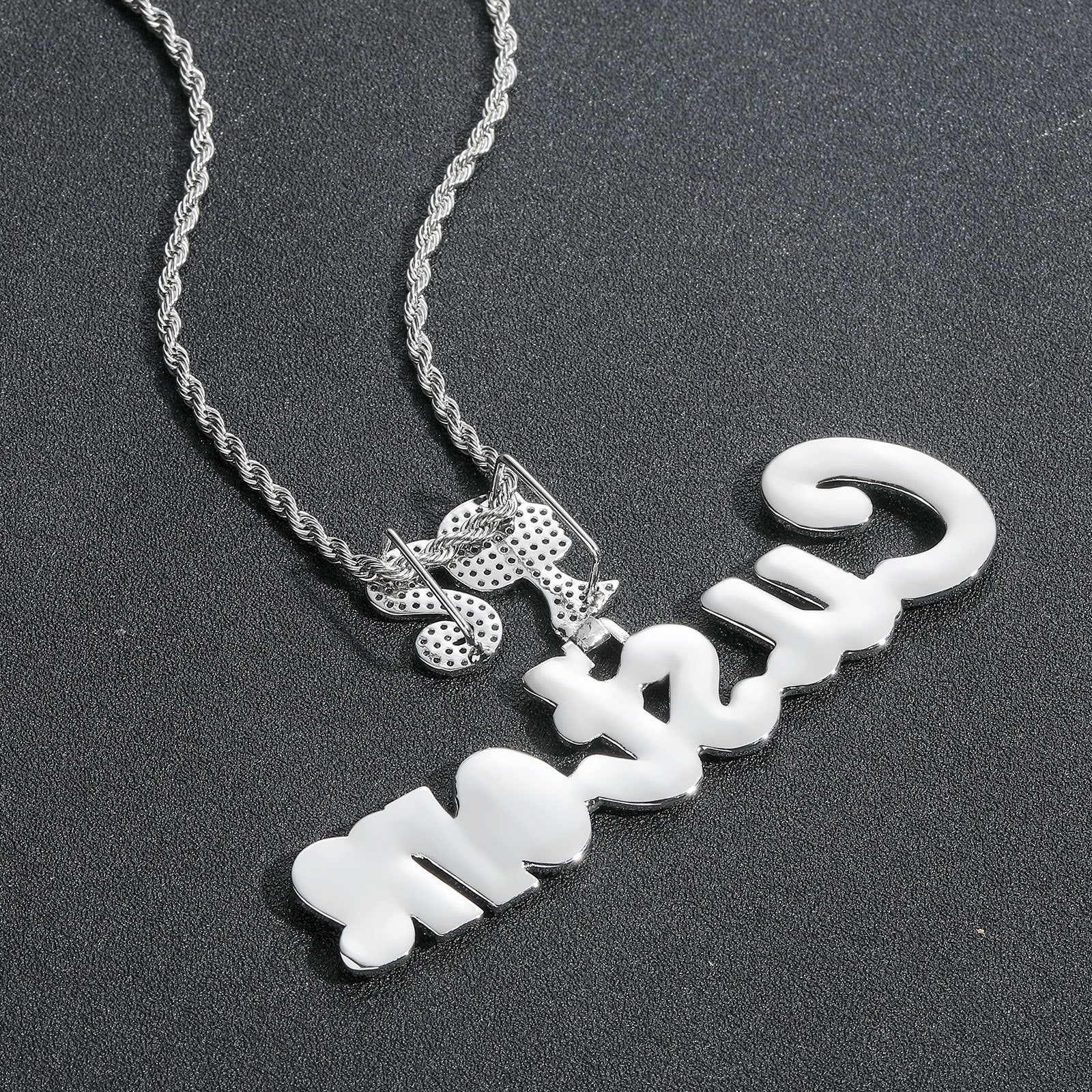 Hip-Hop DIY-Style Custom Pendant: Double-Layered Zirconia Design Featuring Interlocking Uppercase and Lowercase Letters with "Barbie" Clasp