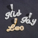 Hip-Hop Style Custom Pendant: Large & Small Case Signature Letters with Trapezoid-Cut Zirconia Inlay