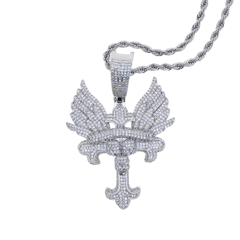 Hip Hop Iced Out Skull Cross Pendant