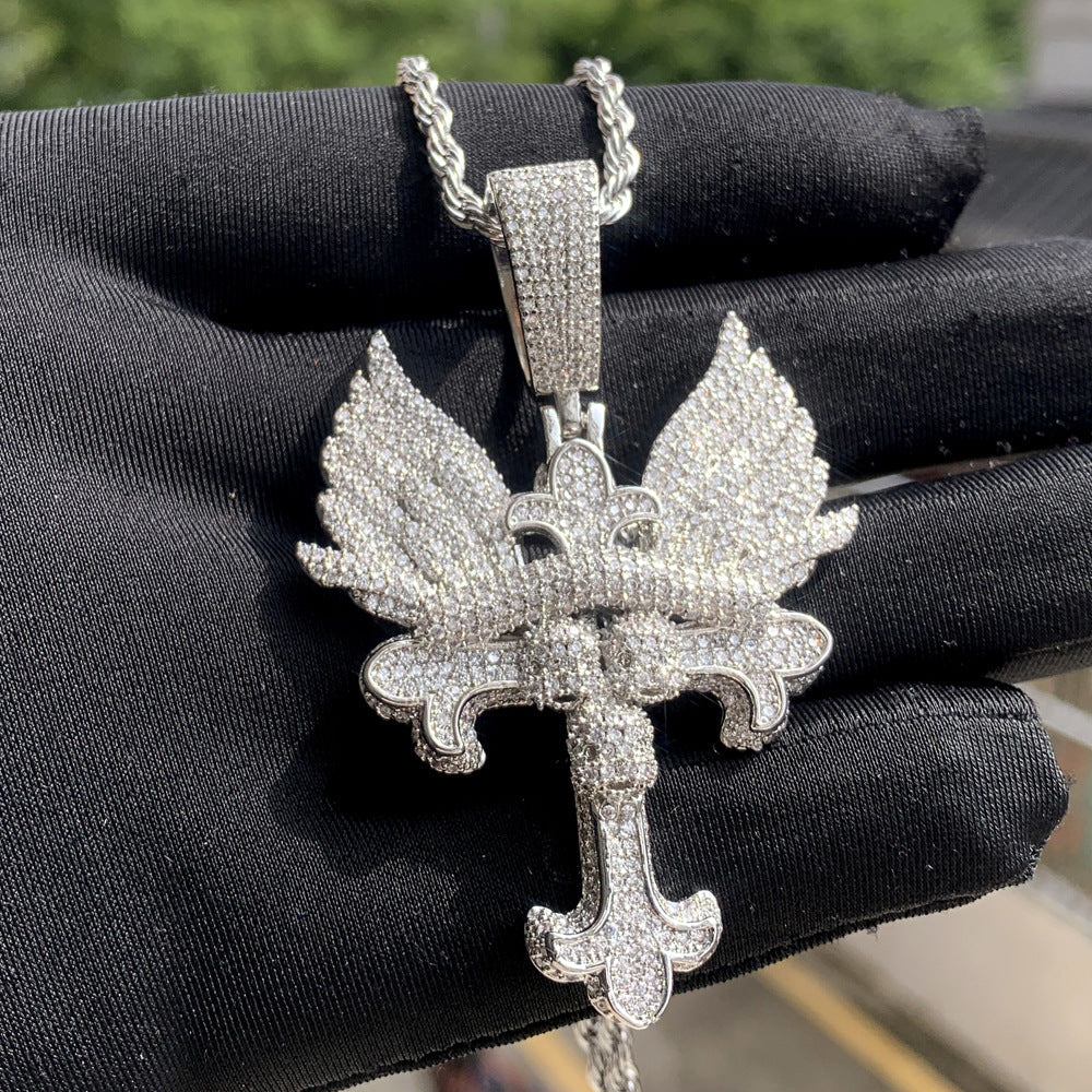 Hip Hop Iced Out Skull Cross Pendant