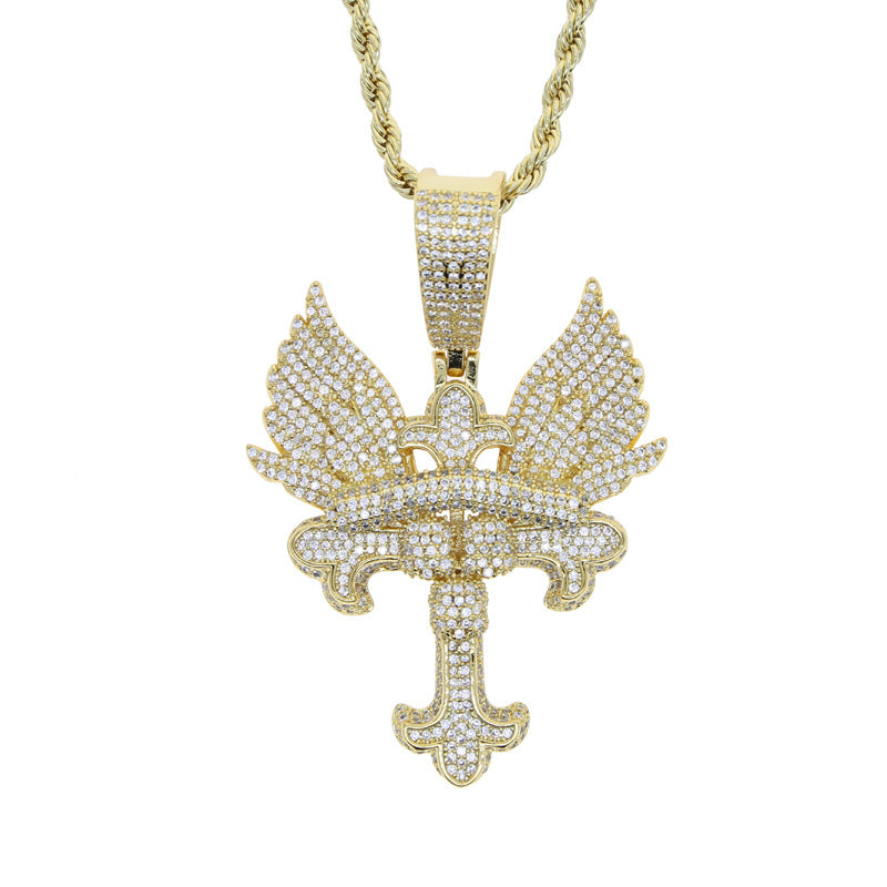 Hip Hop Iced Out Skull Cross Pendant
