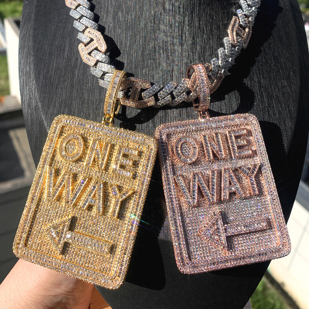 Iced Out ¡°One Way¡± Pendant