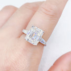 Emerald Cut Engagement Ring 4 CT Moissanite S925 Ring