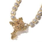 Hip Hop Rose Cross Pendant Jewelry for Men & Women