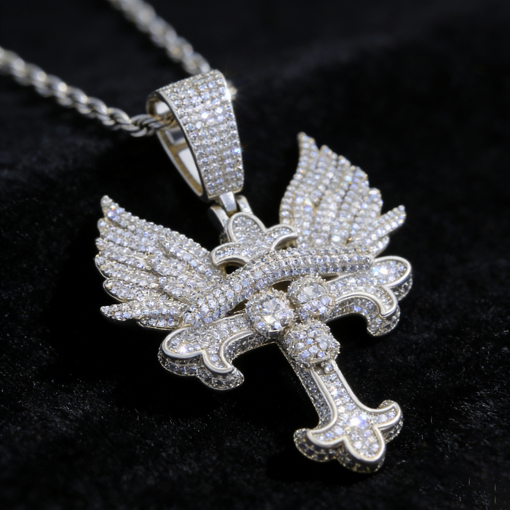 Hip Hop Iced Out Skull Cross Pendant