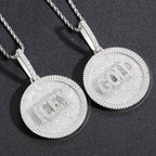 Hip-Hop DIY Letter Disc Necklace — Copper with Zircon Inlay, Rotating & Interlocking Custom Number Pendant