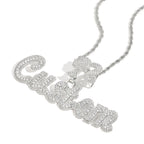 Hip-Hop DIY-Style Custom Pendant: Double-Layered Zirconia Design Featuring Interlocking Uppercase and Lowercase Letters with "Barbie" Clasp