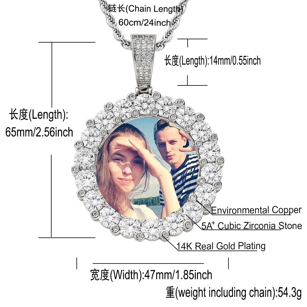 Hip-Hop DIY Personalized Couple'solid Photo Keepsake — Large Round Zircon S Photo Frame
