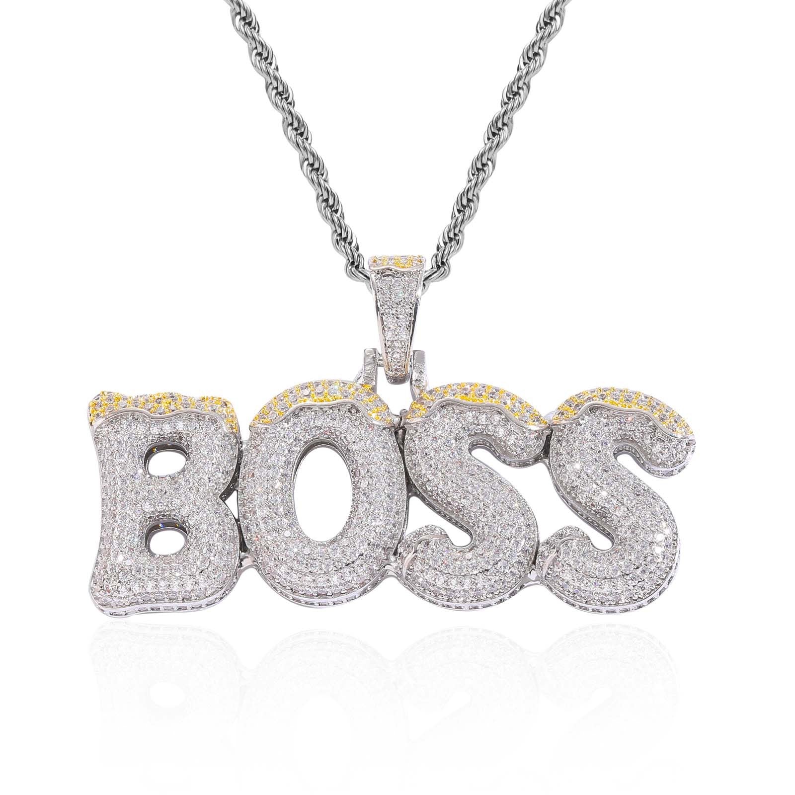 Hip-Hop Custom Spliced Christmas Letter Pendant — Two-Tone Zircon DIY English Initials — Personalized Customization