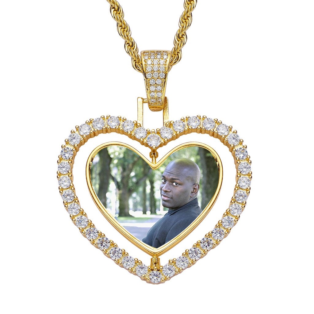 DIY Heart-Shaped Rotatable Double-Sided Photo Frame Pendant